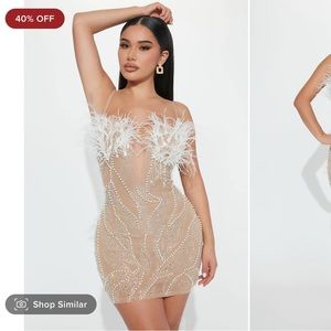 Maya Embellished Mini Dress - Nude